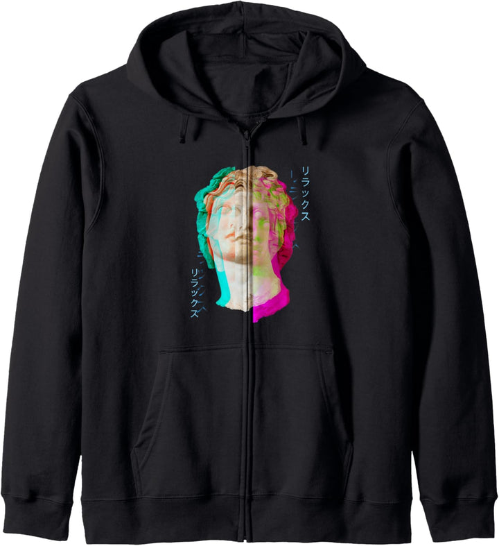 Glitch griechische Statue Retrowave Synthwave Dampfwelle Kapuzenjacke