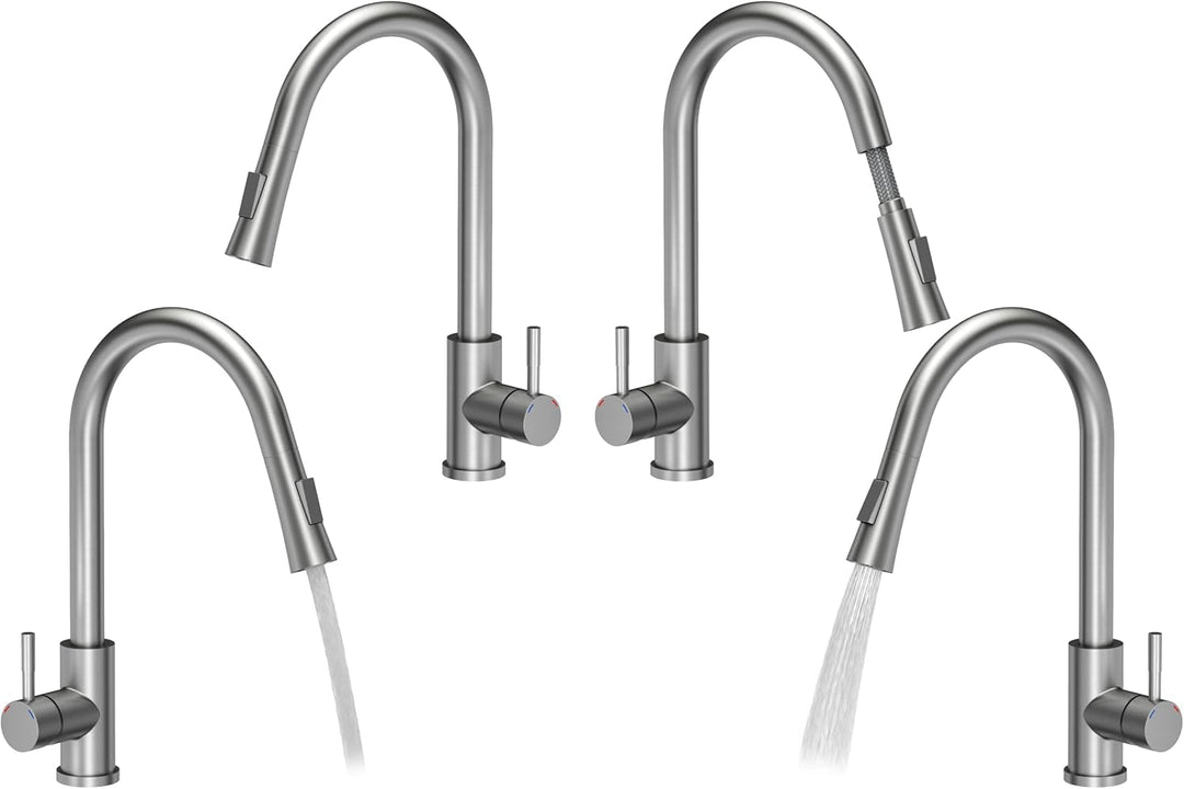 VBChome Set Spülbecken mit Armatur 60 x 50 cm Schwarz Spülmittelspender Siphon Matte Planke Granit S