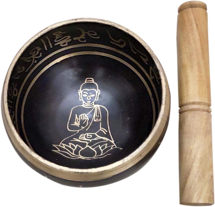 Purpledip Klangschale "Yogi" aus Metall - buddhistisches tibetisches Musikinstrument für Meditations