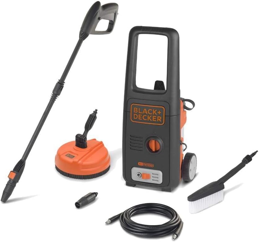 BLACK+DECKER Hochdruckreiniger BXPW1700PE mit Patio Cleaner und Feste Bürste (1700 W, 130 bar, 420 l