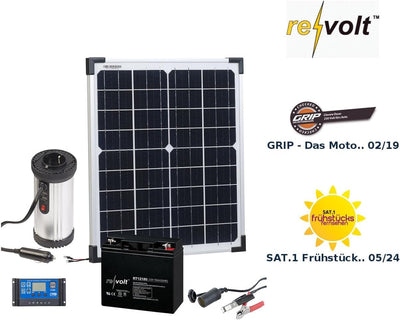 revolt Solarpanel 20 Watt: Solarpanel (20 W) mit Akku, Laderegler und 230-V-Wandler (Solarpanel mit
