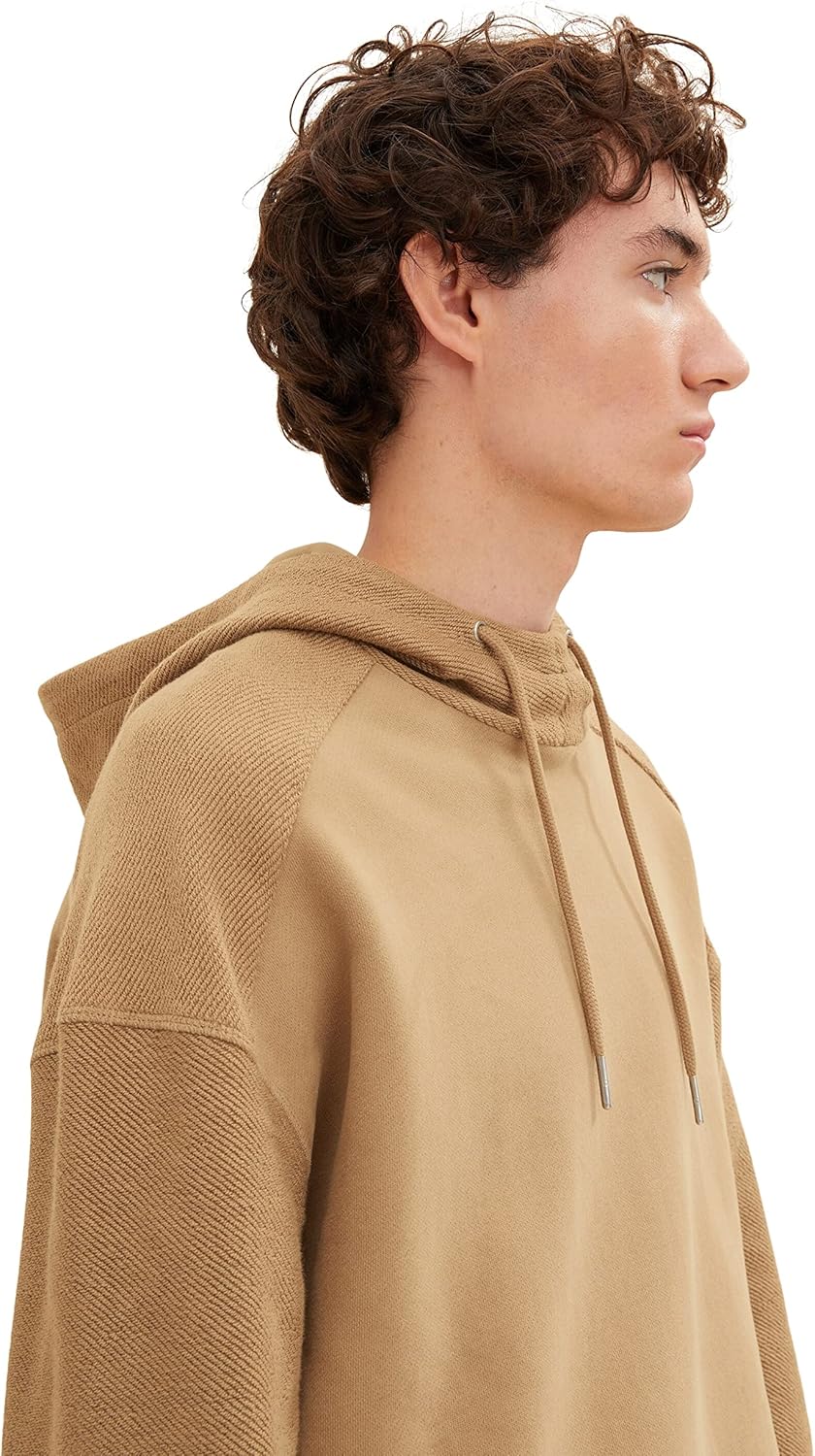 TOM TAILOR Denim Herren Hoodie mit Struktur L 12912 - Splashed Clay Beige, L 12912 - Splashed Clay B