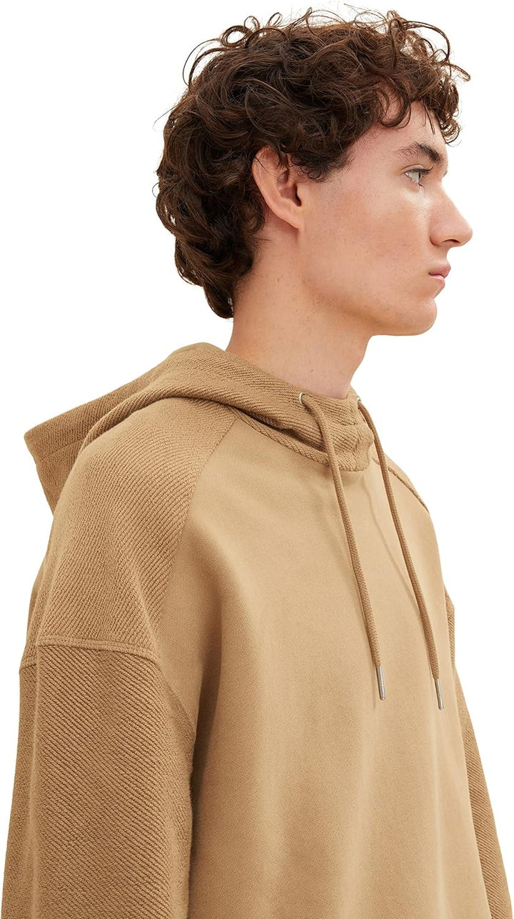 TOM TAILOR Denim Herren Hoodie mit Struktur L 12912 - Splashed Clay Beige, L 12912 - Splashed Clay B
