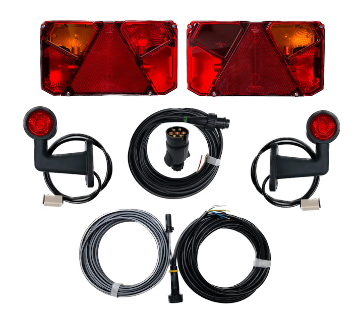 Anhängerbeleuchtung Set 12V/24V - 3 Varianten - Rückleuchten + LED Umrissleuchten, optional Kennzeic