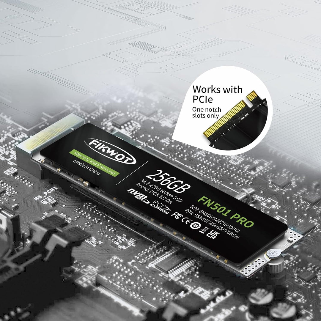 Fikwot FN501 Pro 256GB NVMe SSD - M.2 2280 PCIe Gen3 x4 Internes Solid State Drive mit Graphene Kühl
