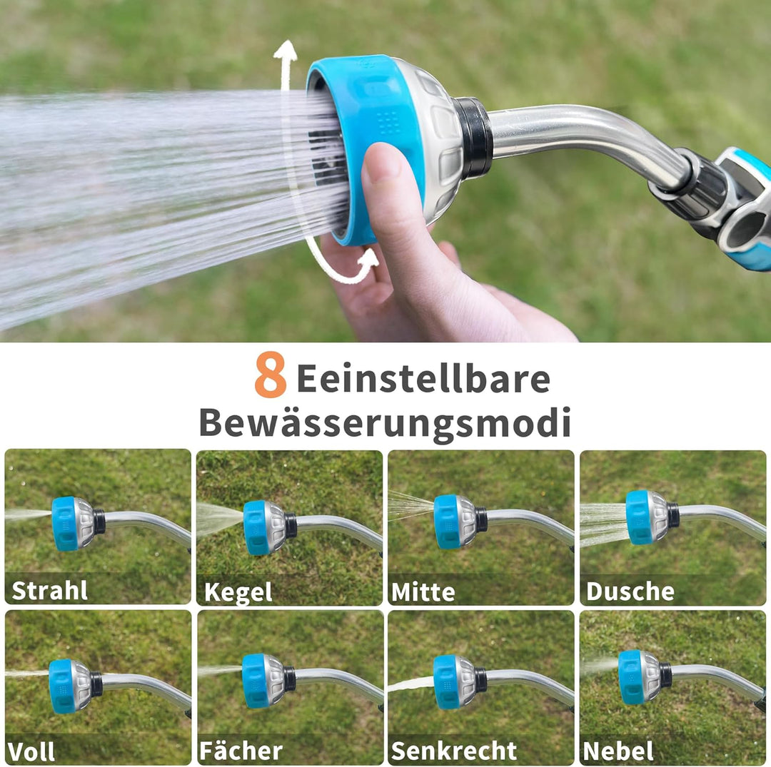 Diivoo Giessstab, Robuste Metall-Gartenbrause mit Stiel, 180° schwenkbaren Kopf Stabbrause mit Durch