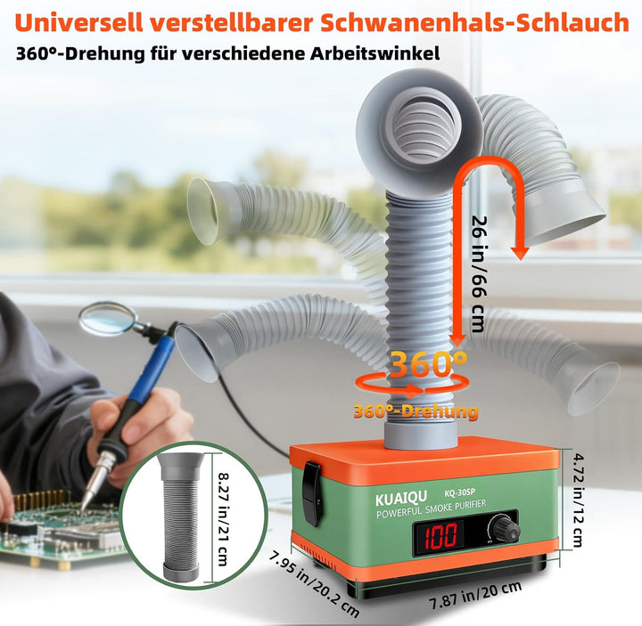 Lötrauchabsaugung, Desktop-Rauchdämpfer mit 3-stufigen HEPA- und Aktivkohlefiltern zum Löten, Leiter