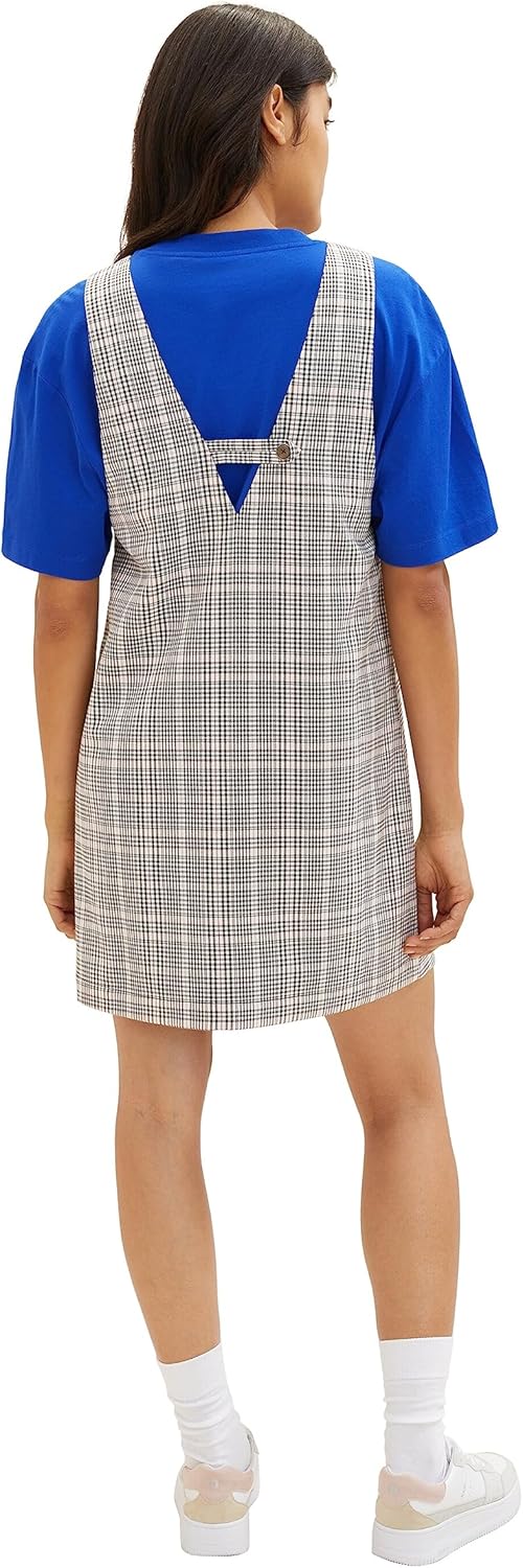 TOM TAILOR Denim Damen Kleid mit Karomuster XS 32456-rose Grey Check, XS 32456-rose Grey Check