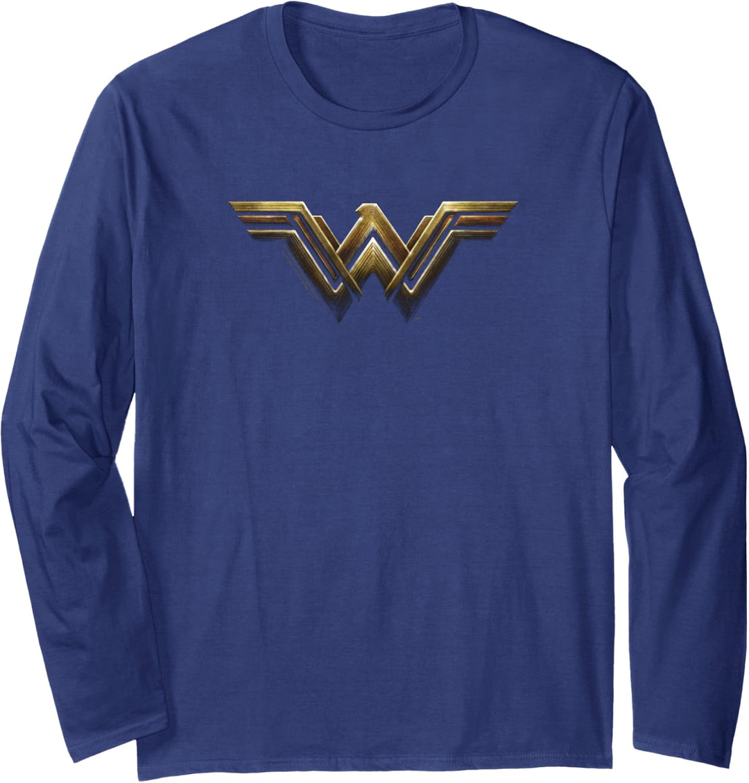 Justice League Movie Wonder Woman Logo: Black Background Langarmshirt
