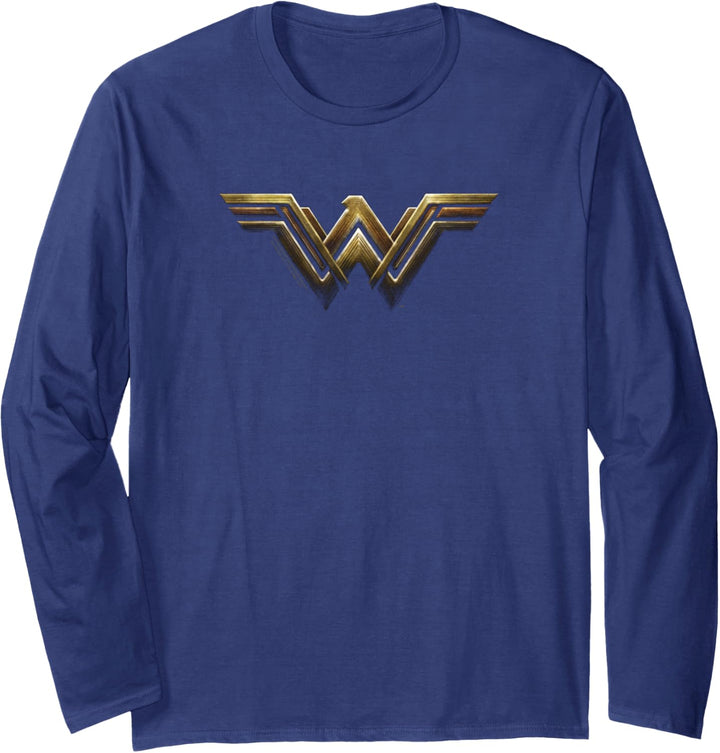 Justice League Movie Wonder Woman Logo: Black Background Langarmshirt