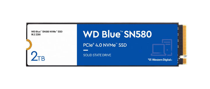 WD Blue SN580 NVMe SSD 2 TB (PCIe Gen4 x4, bis zu 4.150 MB/s Lesen, M.2 2280, nCache 4.0-Technologie