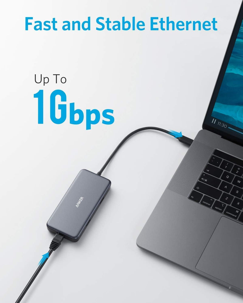 Anker USB C Hub, 7 in 1 PowerExpand+ Adapter mit 4K HDMI, 60W Power Delivery, 1GBPS Ethernet, 2 USB