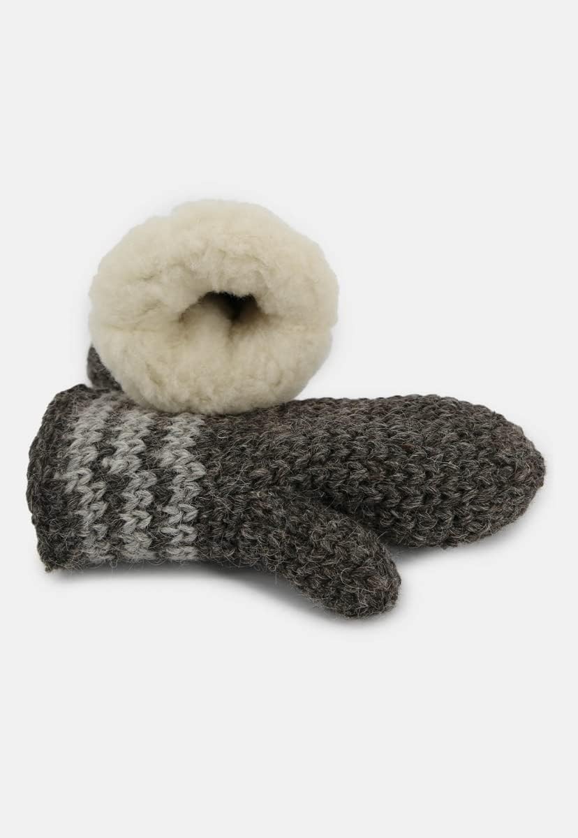 Hollert Handgestrickte Fausthandschuhe Bernie gefüttert Merinowolle Schwarz
