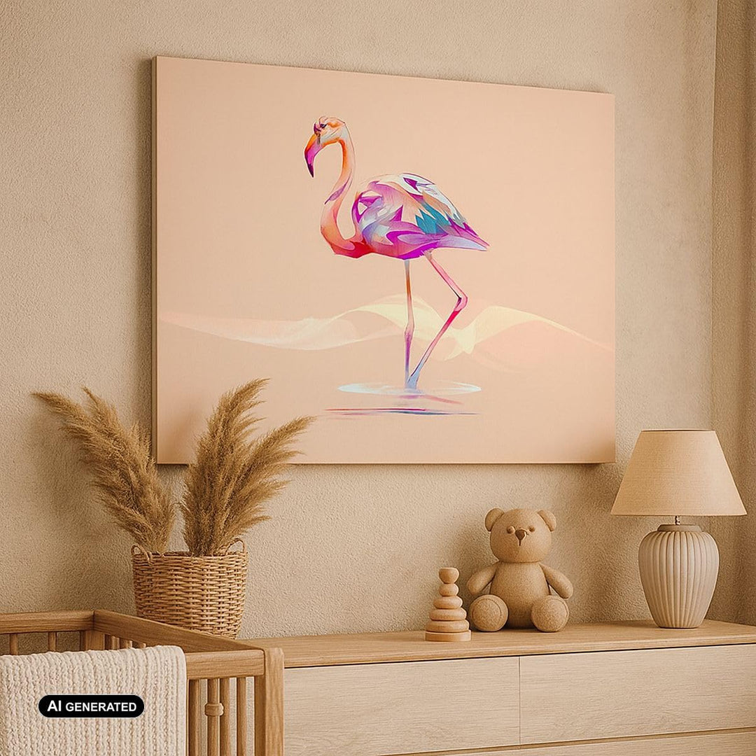 ARTTOR Bilder auf Leinwand 100x70cm Leinwandbild Flamingo Vogel Wasser Gross Wanddeko Bild Schlafzim