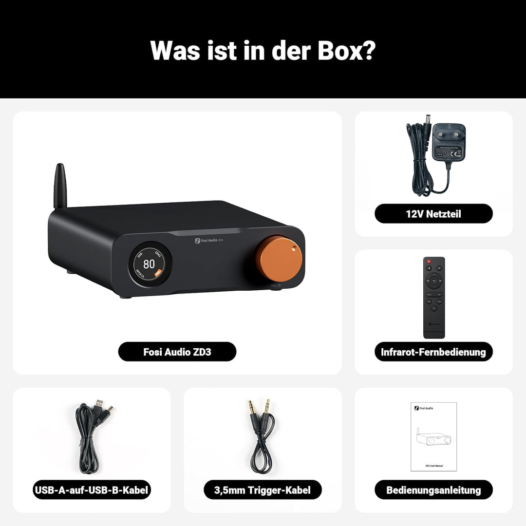 Fosi Audio ZD3 Desktop DAC Preamp, Fully Balanced DA Wandler mit ES9039Q2M für Heim-Stereo-Verstärke