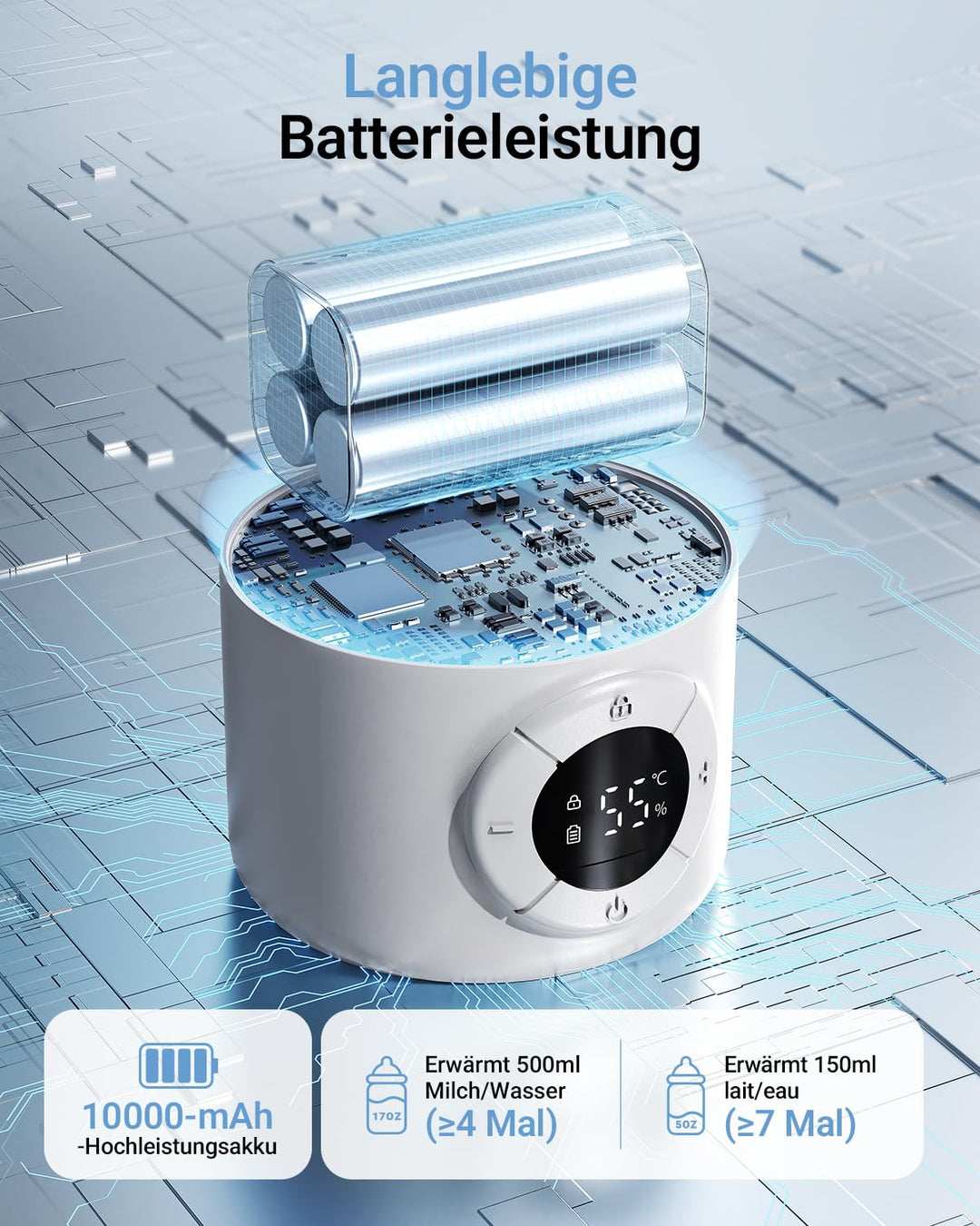 Bear Tragbarer Flaschenwärmer Baby für unterwegs, Schnell aufheizbarer elektrischer Milchwärmer ohne