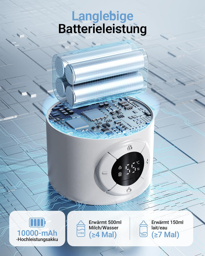 Bear Tragbarer Flaschenwärmer Baby für unterwegs, Schnell aufheizbarer elektrischer Milchwärmer ohne