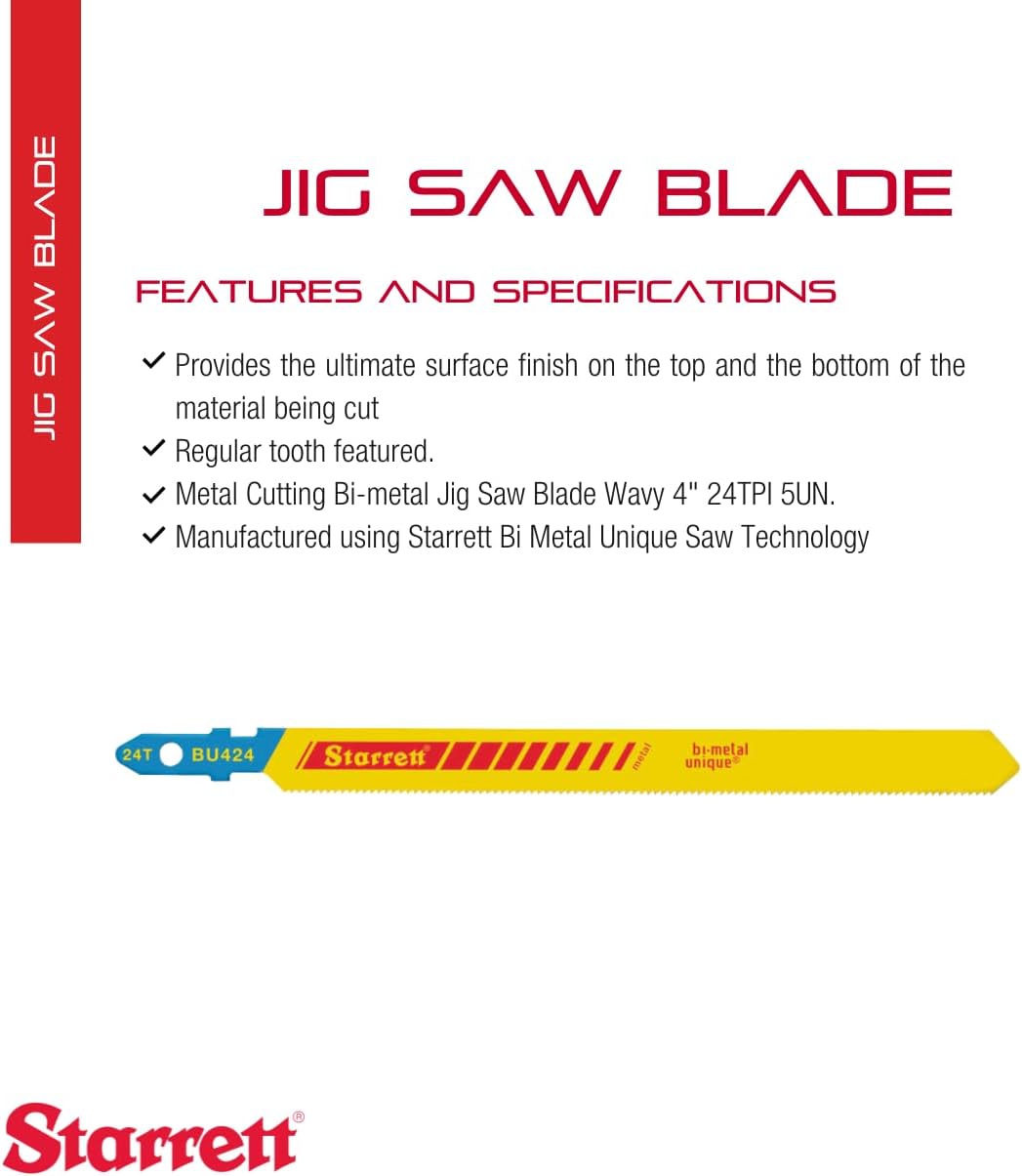 Starrett Metall-Stichsägeblätter - 5er-Pack - BU424-5 Bimetall-Sägeblatt-Set mit einheitlichem Schaf