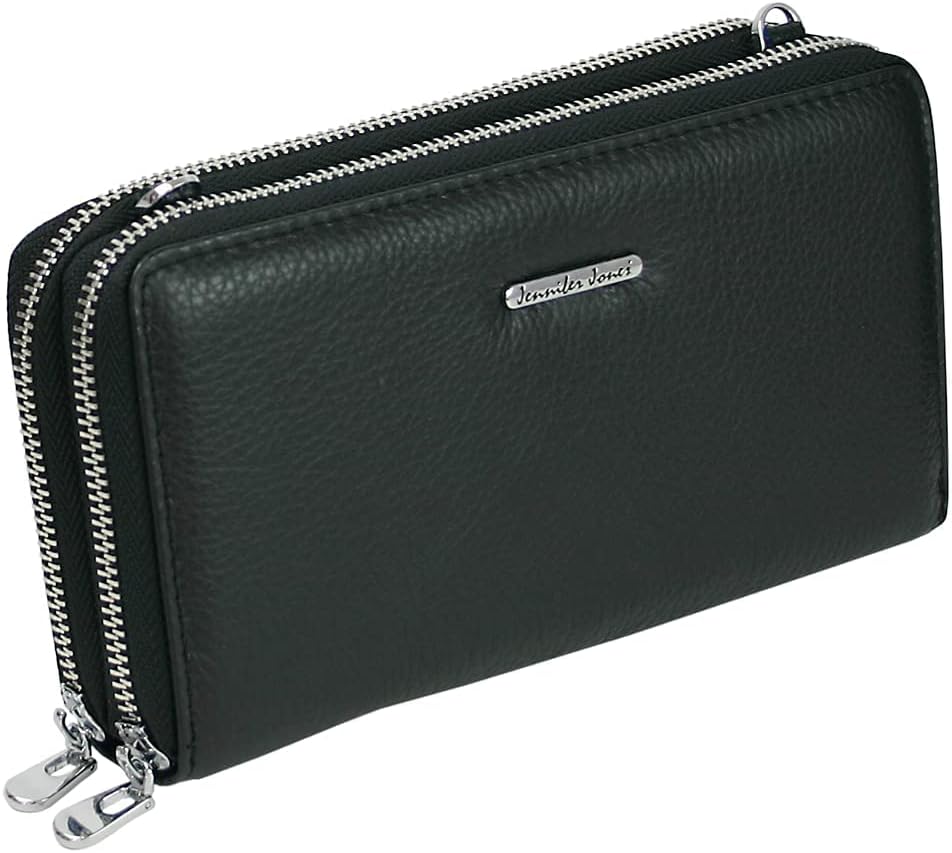 Jennifer Jones - Echt Leder Handtasche mit Handyfach - 2in1 Handytasche & Geldbörse mit RFID-Schutz