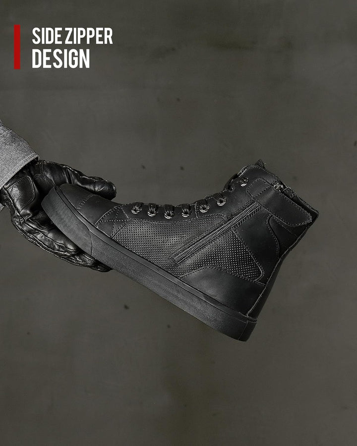 BORLENI Motorradschuhe Herren Sommer Motorradstiefel Männer lässige atmungsaktive Leder Motorrad Sne