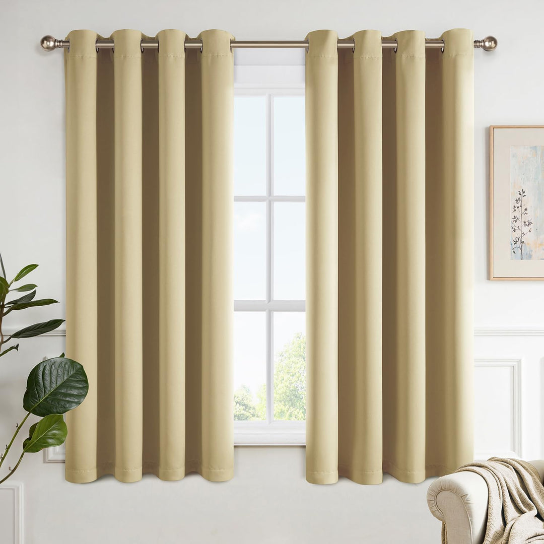 MIULEE Biscotti Beige Vorhang Blickdicht Kurz 145 cm Hoch, Verdunklungsgardine zum Verdunkeln von Rä