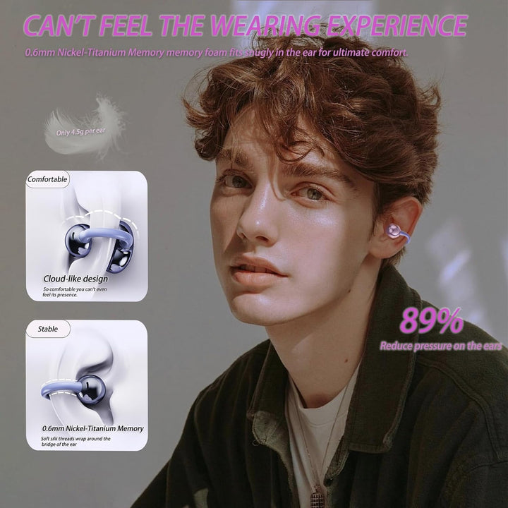 Kabellos Bluetooth Kopfhörer, Open-Ear-Kopfhörer, Ohrclip mit Beeindruckender Klang, Bluetooth 5,4,