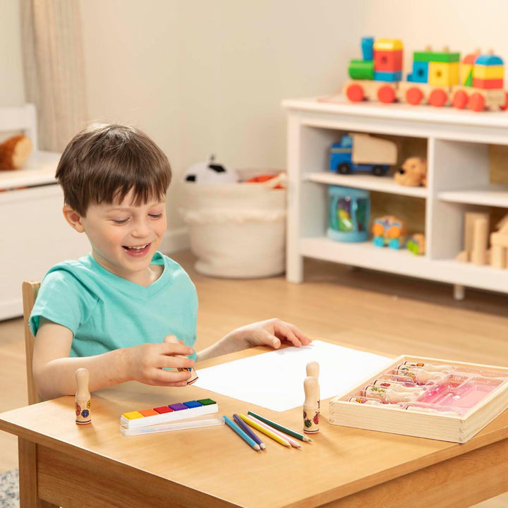 Melissa & Doug - Stempel Mit Holzgriff Luxusausführung - Stempelset Kinder, kleine Geschenke für Kin