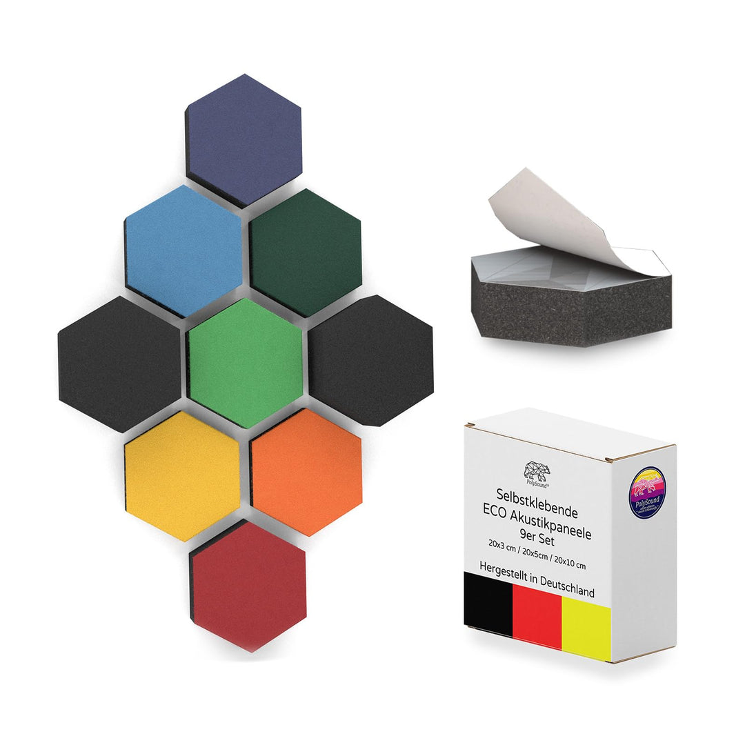 PolySound® ECO Akustikpaneele selbstklebend - Stormy Colours - Extra Schalldämmung durch αw 0,9 – wi