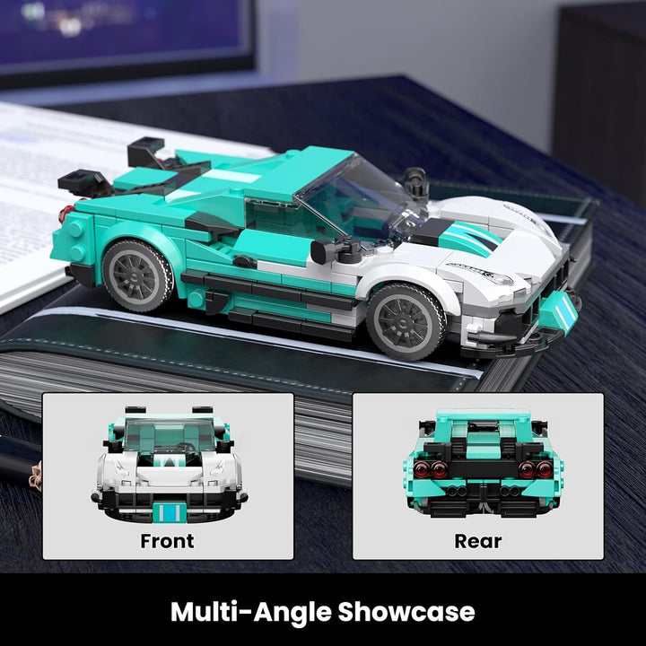 Mould King 27085 Technik Sportwagen Bausteinsets mit Acryl Vitrine Modellautos zum Sammeln, Geschenk