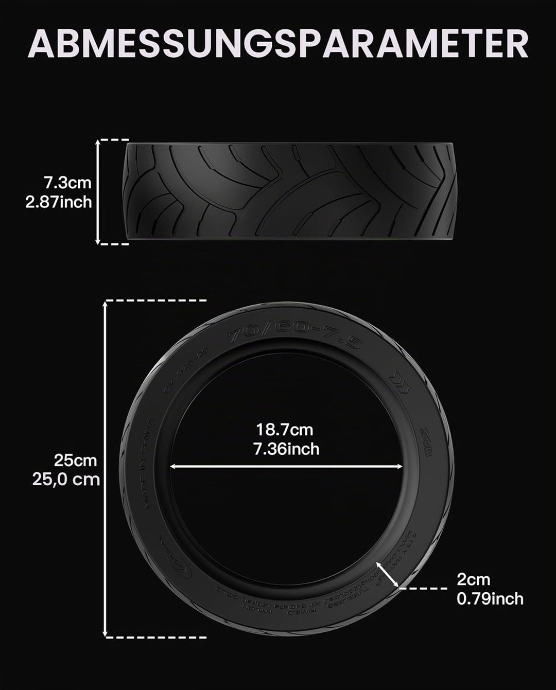 70/60-7.5 Jelly-Reifen Kompatibel mit Segway Ninebot Max G3 / G3E / G3D Kickscooter Leer Outer Tyre