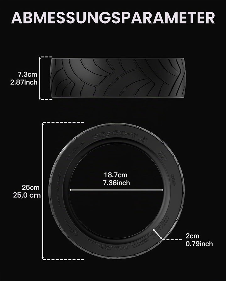 70/60-7.5 Jelly-Reifen Kompatibel mit Segway Ninebot Max G3 / G3E / G3D Kickscooter Leer Outer Tyre