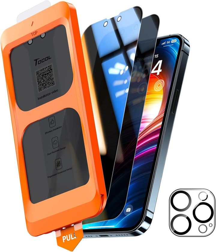 TOCOL Full Screen für iPhone 12 Pro Max für Panzerglas Sichtschutz, Auto-Installation 0 Blasen 9H Hä