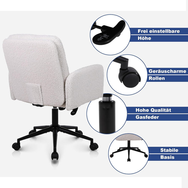Youhauchair Schreibtischstuhl, Schminktisch Stuhl aus Kunstpelz, Bequemer Drehstuhl Schreibtisch Stu