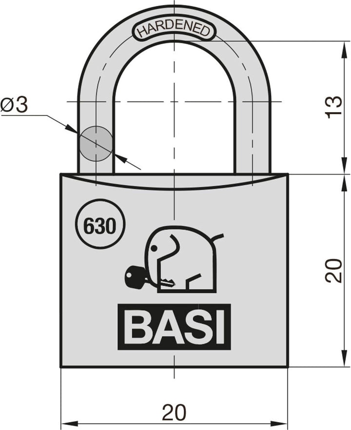 BASI | Vorhangschloss 12er Set | 20 mm | gleichschliessend | massives Aluminium-Gehäuse | gehärteter