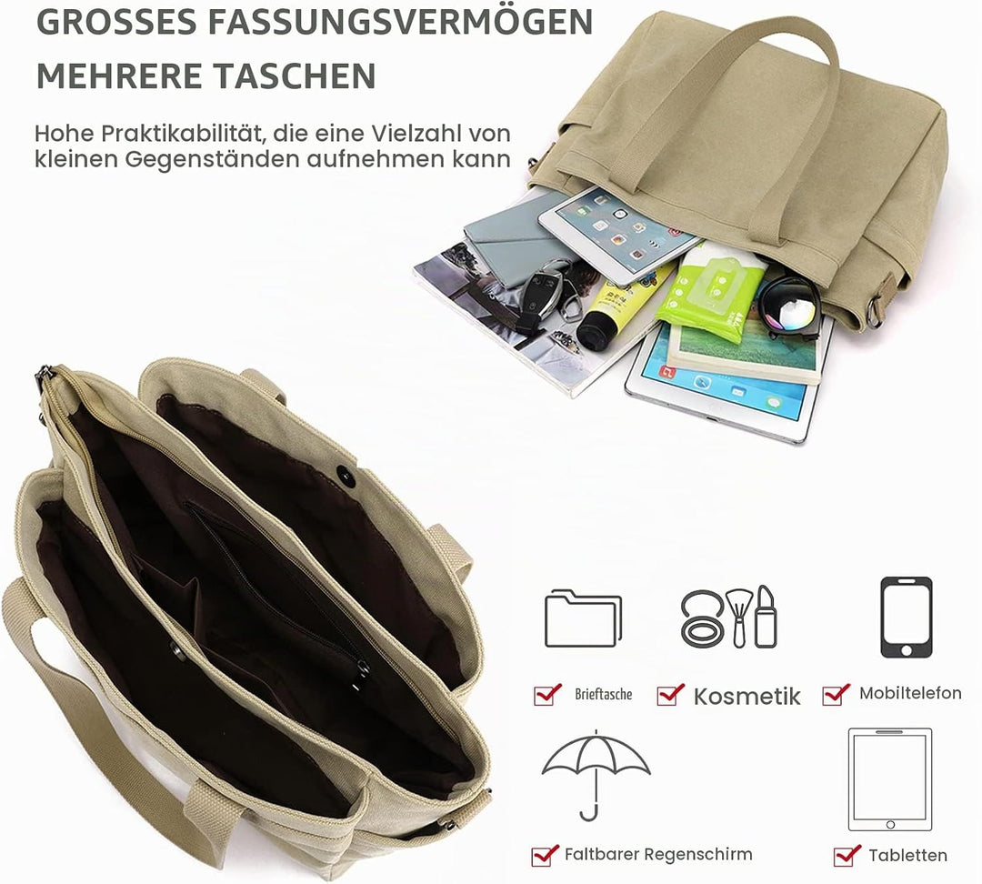 NICOLE &amp; DORIS Canvas Handtasche Damen Grosse Kapazität Tote Tasche Shopper Schultertasche Casual Um