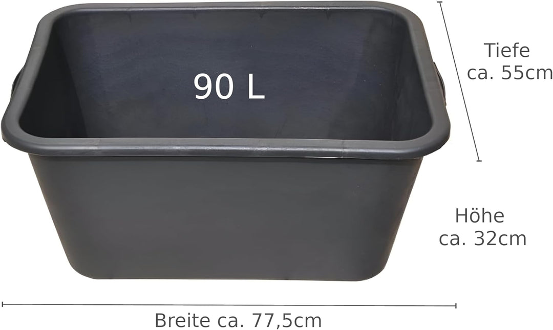 BURI 10x Mörtelkasten 90 Liter Profiqualität 77,5x55x32cm schwarz Mörtelkübel Maurerkübel Wanne Eime