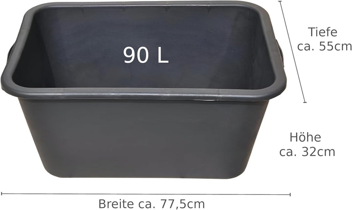 BURI 10x Mörtelkasten 90 Liter Profiqualität 77,5x55x32cm schwarz Mörtelkübel Maurerkübel Wanne Eime