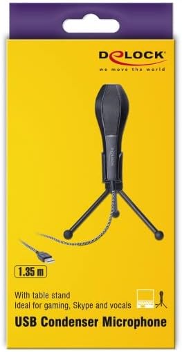 DeLOCK USB Kondensator Mikrofon Microphone, Standmikrofon, Aufnahmemikrofon mit Tischständer für PC