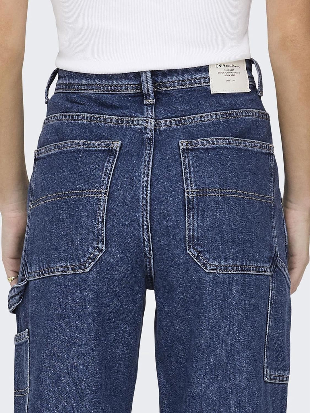 ONLY Female Straight-Fit ONLWEST HW Carpenter STR DNM DOT 26W / 32L Medium Blue Denim, 26W / 32L Med