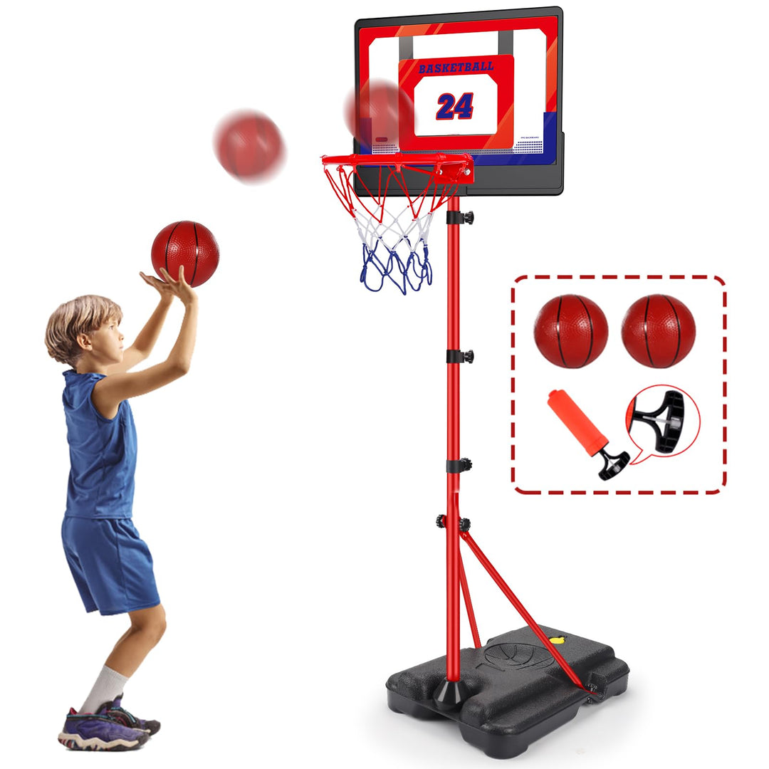 Basketballkorb Indoor Outdoor für Kinder Höhenverstellbar 107cm-189cm, Basketball Korb Set Spielzeug