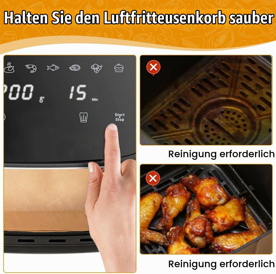 120 Stück Airfryer Backpapier für Tefal Easy Fry Mega Heissluftfritteuse 7.5L, Airfryer Zubehör für