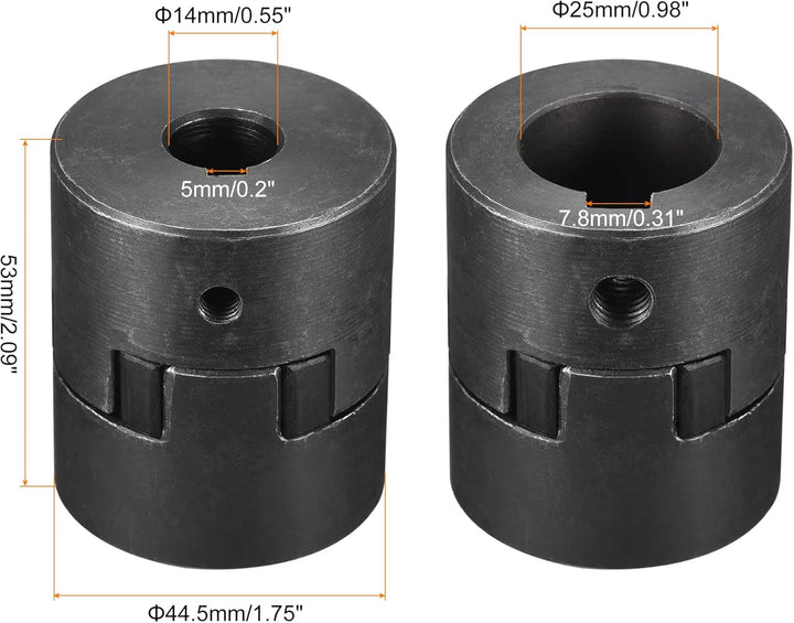 sourcing map Flexibel Kupplung Welle 14mm bis 25mm Motor Kupplungsgelenk 53mmx44.5mm