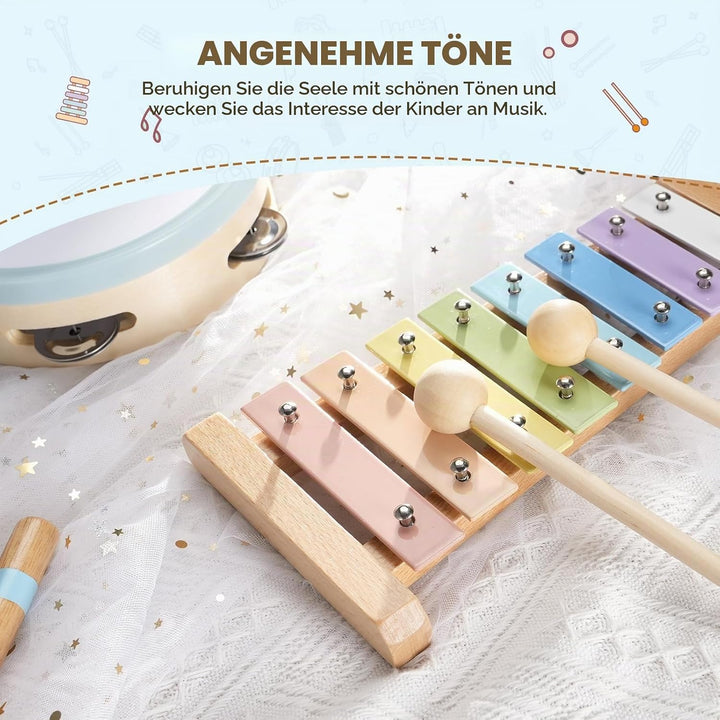 Musikinstrumente Kinder ab 3 Jahre, Montessori Musikalische Spielzeuge für Babies mit Xylophon Kinde