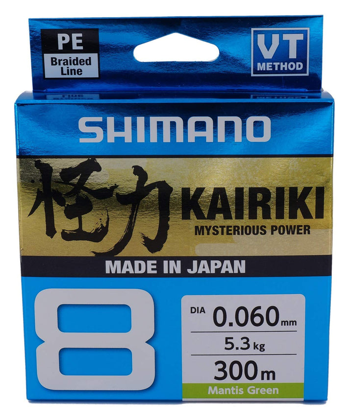 Shimano Kairiki 8, 300 Meter, grüne Mantis, geflochtene Angelschnur, 59WPLA68R0 0.06mm / 5.3kg, 300m