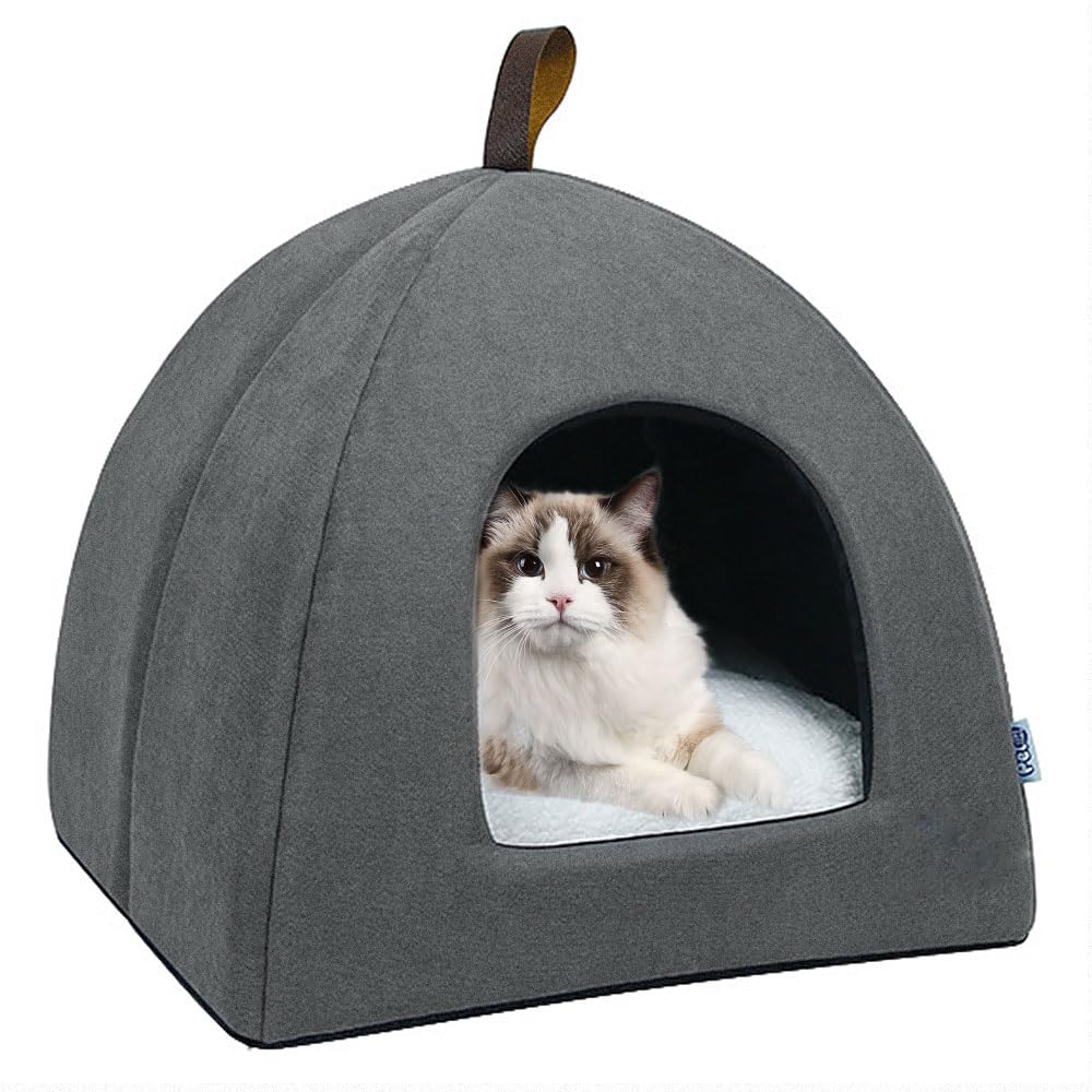 Voarge Katzenhöhle Katzenbett, weiche Katzenhöhle, weiche warme Plüsch-Katzenbetten, Katzennest mit