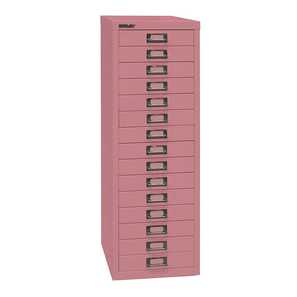 BISLEY MultiDrawer, 39er Serie, DIN A4, 15 Schubladen, Metall, 601 Pink, 38 x 27.9 x 86 cm