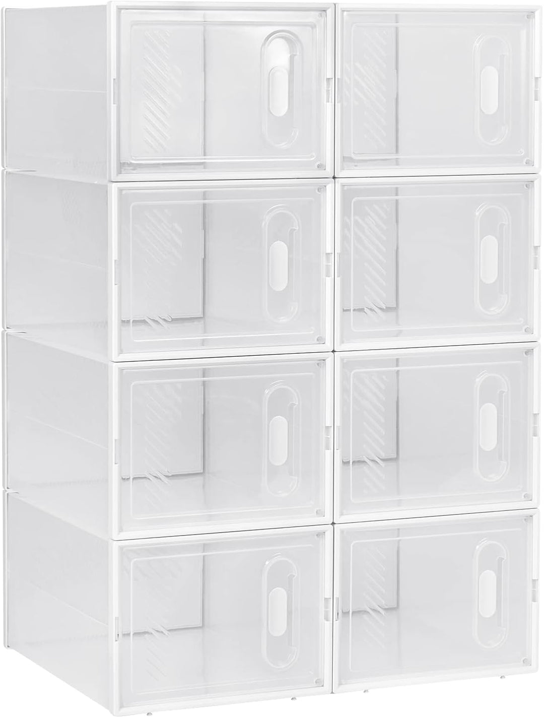 WOLTU Schuhregal mit 8 stapelbaren Schuhboxen Schuhschrank Regalsystem mit Magnetverschluss Steckreg