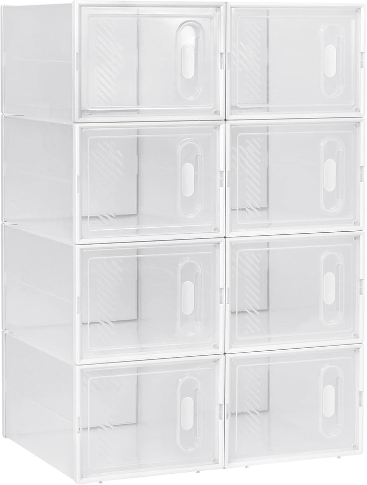 WOLTU Schuhregal mit 8 stapelbaren Schuhboxen Schuhschrank Regalsystem mit Magnetverschluss Steckreg