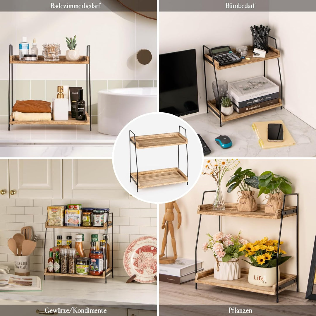 ANBOXIT Kaffee Organizer, Kaffeebar Zubehör Organizer Holz, Kaffee Aufbewahrung für Kaffeestation, A