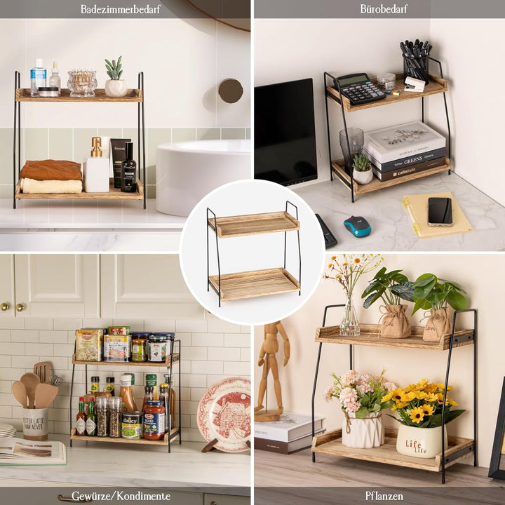ANBOXIT Kaffee Organizer, Kaffeebar Zubehör Organizer Holz, Kaffee Aufbewahrung für Kaffeestation, A